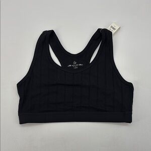 Offline by Aerie Black Women's ribbed‎ black racerback Sports Bra size Large NWT